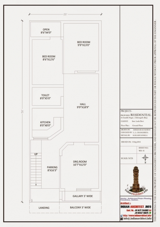 Popular Smt. Leela Devi House 20' X 50' 1000 Sqft Floor Plan And 3D House Plan 20 X 50 Sq Ft Image