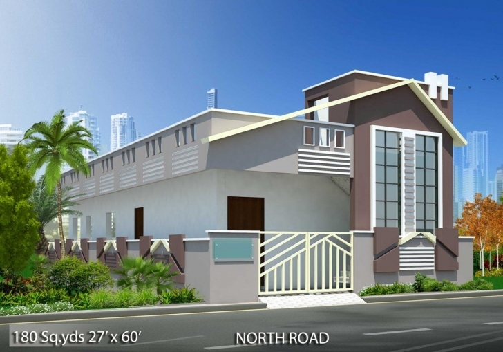 Remarkable 180-Sq.yds@27X60-Sq.ft-North-Face-House-2Bhk-Elevation-View.for More North Face Building Elevation Pic