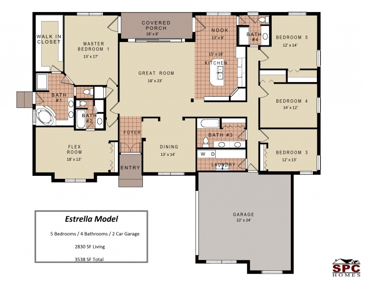 Remarkable 4 Bedroom Floor Plan 4 Bedroom Floor Plans One Story House 4 Bedroom Single Story House Floor Plans Image