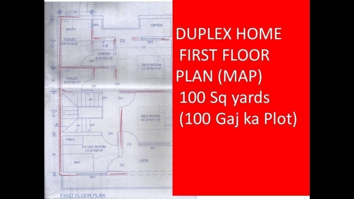 Remarkable Duplex Home First Floor Plan (Map) 100 Sq Yards (100 Gaj Ka Plot 30 By 50 5Room 2Kachan 1Garij Home Map Image