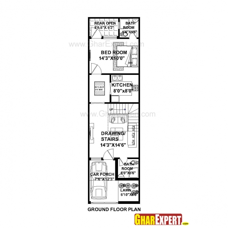 Remarkable House Plan For 16 Feet By 54 Feet Plot (Plot Size 96 Square Yards Map House Plot Size 15 60 Pic