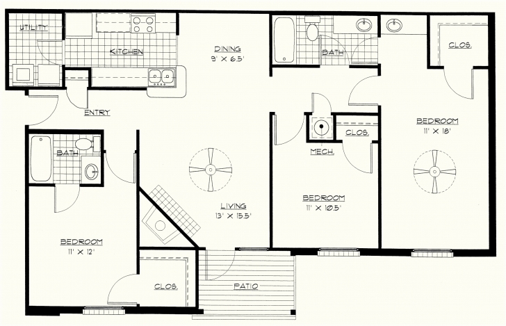 Remarkable Simple 3 Bedroom Floor Plans - Homes Floor Plans Simple 3 Bedroom Flat Plan Photo