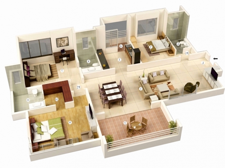 Splendid 3 Bedroom House Plan 3D Best Of 4 Bedroom 1 Story House Plans 3D 4 Bedroom 1 Story House Plans 3D Pic