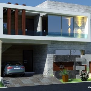 3D Front Elevation Of House