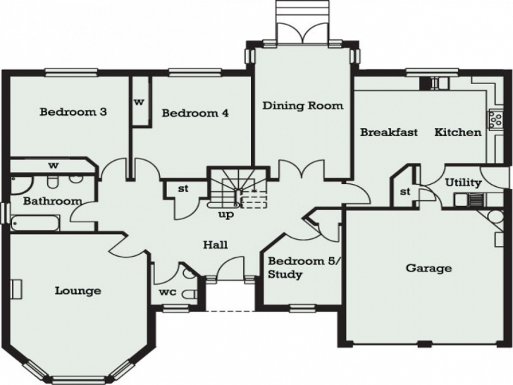 Splendid 5 Bedroom Bungalow Floor Plans Homes Fine | Theworkbench 5Bedroom Bungalow Plan Picture