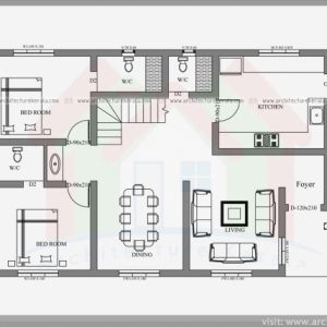 Simple 2 Floor 4Bed Room Full House Plan With Its Elevation