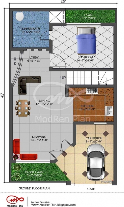 Splendid Ordinary House Map 25 X 45 #7: Stylish House Plan For 23 Feet 45 23*45 House Design Photo