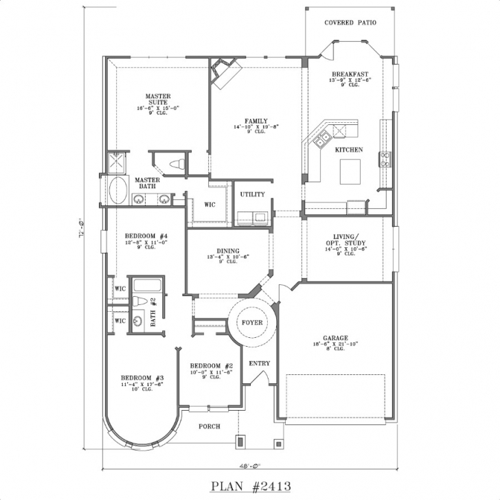 Splendid Single Story 4 Bedroom House Plans (Photos And Video Four Bedroom Floor Plans Single Story Image