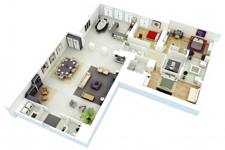 Splendid Understanding Floor Plans Trends And Incredible House Design 3D 5 5 Bedroom House Plan 3D Image