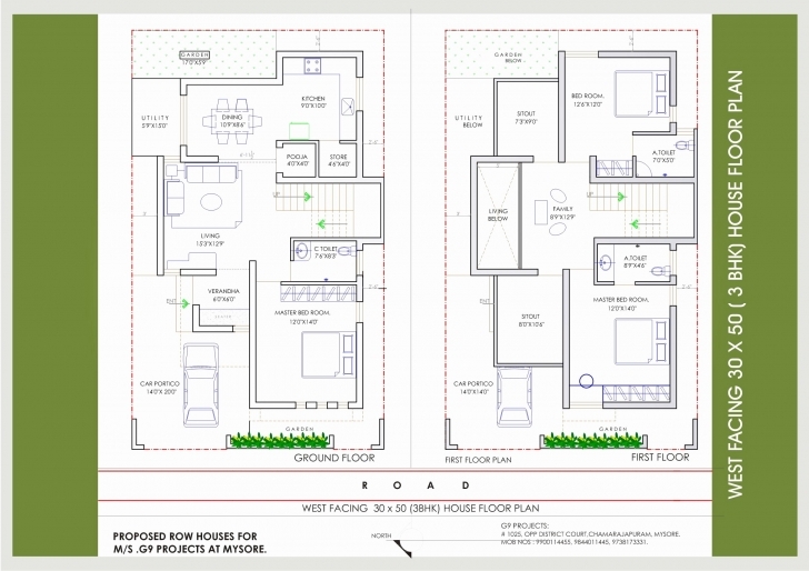 Stunning 30×50 West Facing House Plans 20×30 North Duplex X Feet India 20 X 50 House Plans West Facing Image