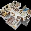 4 Bedroom House Plans Indian Style 3D
