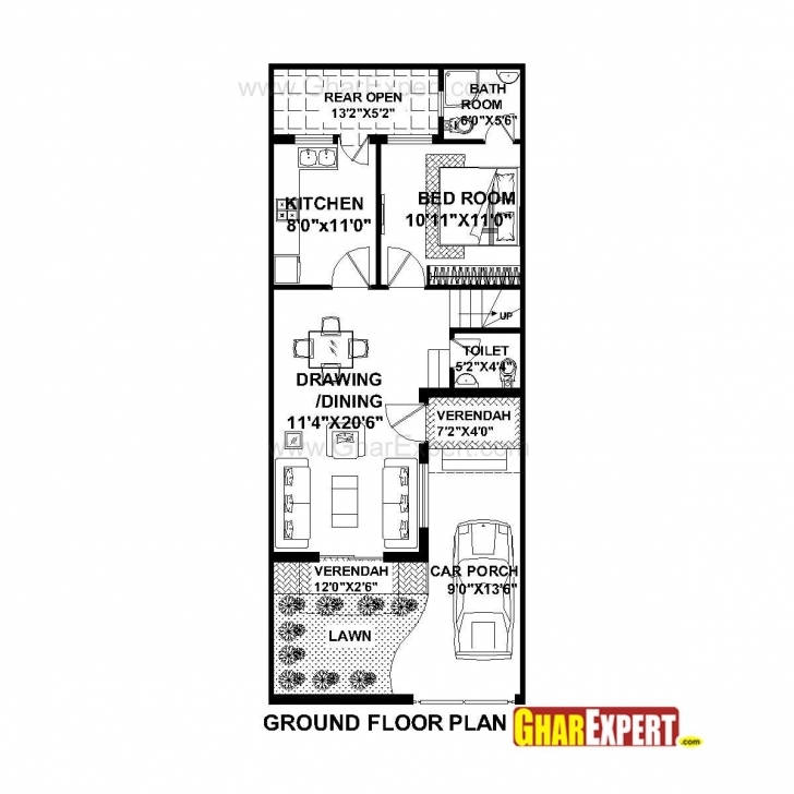 Stunning House Plan For 20 Feet By 50 Feet Plot (Plot Size 111 Square Yards Plot 20*50 Plot Plan Photo