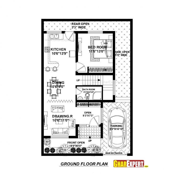 Stunning House Plan For 30 Feet By 45 Feet Plot (Plot Size 150 Square Yards House Plan For 30 Feet By 45 Feet Plot Plot Size 150 Square Yards Image