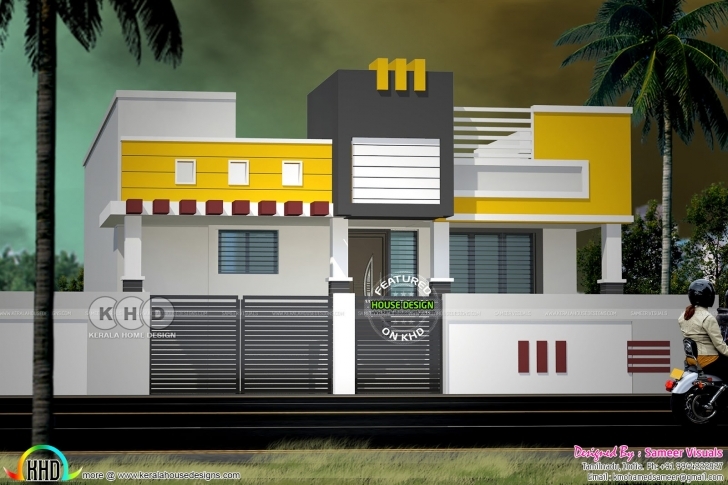 Stunning Modern South Indian Style Single Floor Home - Kerala Home Design And South Indian House Front Elevation Designs For Single Floor Photo