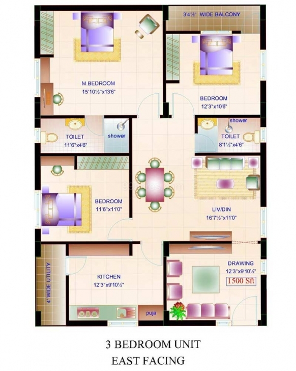 Stunning Small House Plans 1500 Square Feet - Home Decor Design Interior Indian House Plans For 1500 Square Feet North Facing Image