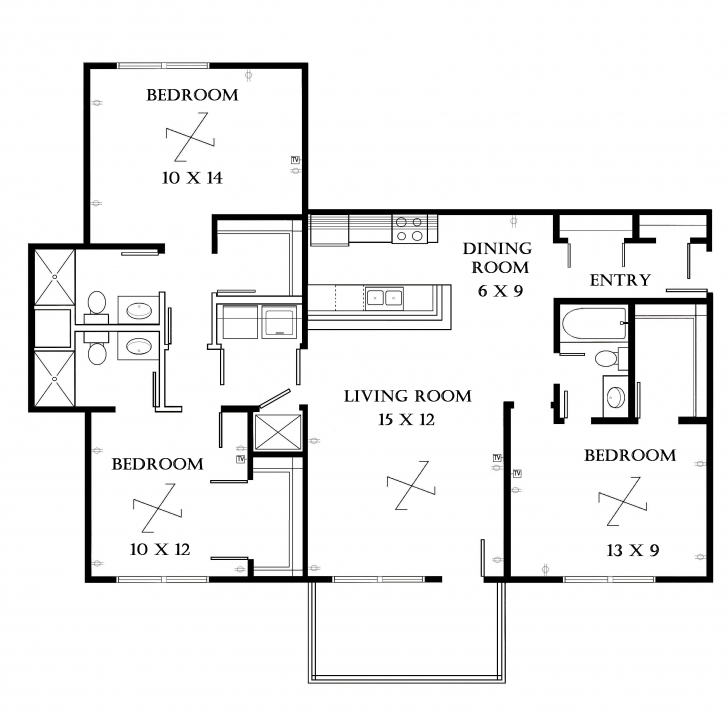 Stunning Three Bedroom Flat Floor Plan - Homes Floor Plans Best 3 Bedroom Flat Plan Image