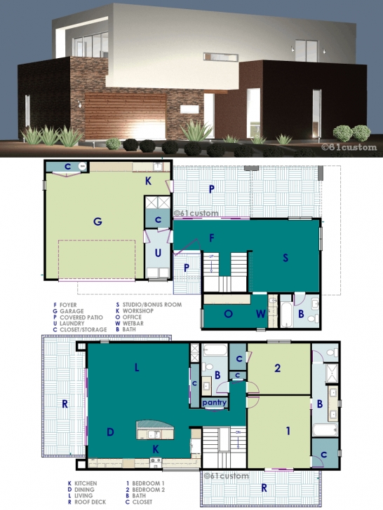 Stunning Ultra Modern Live-Work House Plan | 61Custom | Contemporary &amp; Modern Modern House Plans Photo