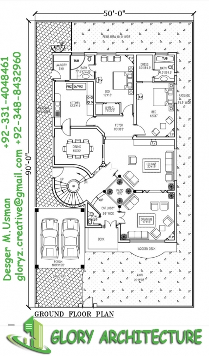 Top 1 Kanal House Plan, 50X90 House Plan, 1 Kanal Pakistan House Plan, 1 Home Naksha 17*50 Top View Pic