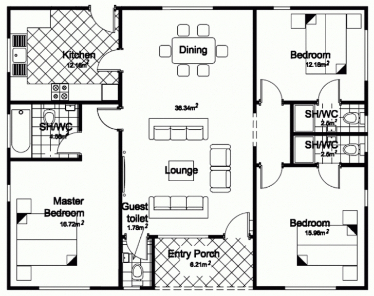 Top 3 Bedroom Bungalow House Designs 3 Bedroom Floor Plan In Nigeria Floor Plan 3 Bedroom Bungalow House Image