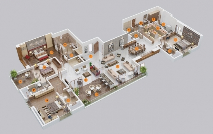 Top Bedroom Apartmenthouse Plans Pictures Simple House Plan With 5 5 Bedroom House Plan 3D Picture