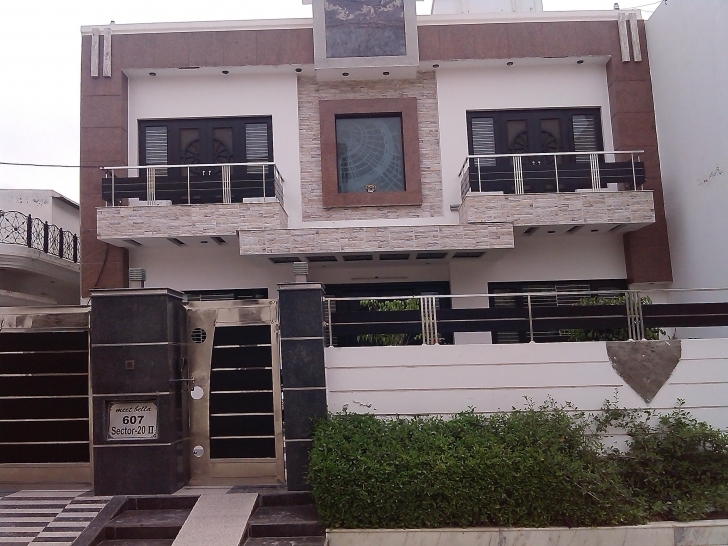 Top Front House Elevation Two Balcony Iron Gate Wall Design - House Front Balcony Wall Design Image