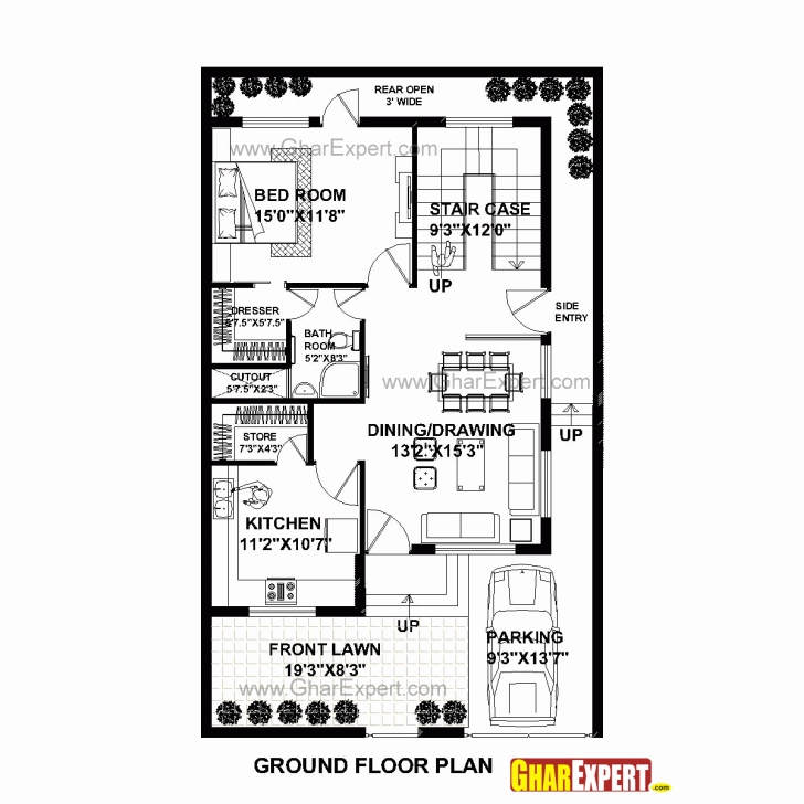 Top House Plan For 30 Feet By 50 Feet Plot (Plot Size 167 Square Yards 50 Feet By 50 Feet Houses Picture