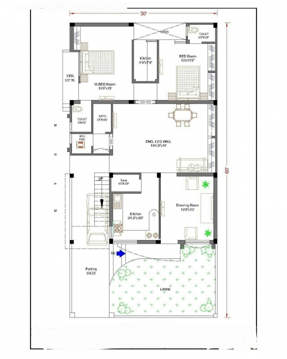 Top Photo of A Plan For Plot Size 30' * 60' Sqr Feet | A1 | Pinterest 3 Master Badroom 40/45 Half Polt Image