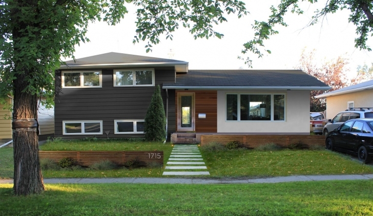 Top Photo of Split Level House Being Transformed Into A Craftsman Style Split Level Exterior Paint Schemes Pic