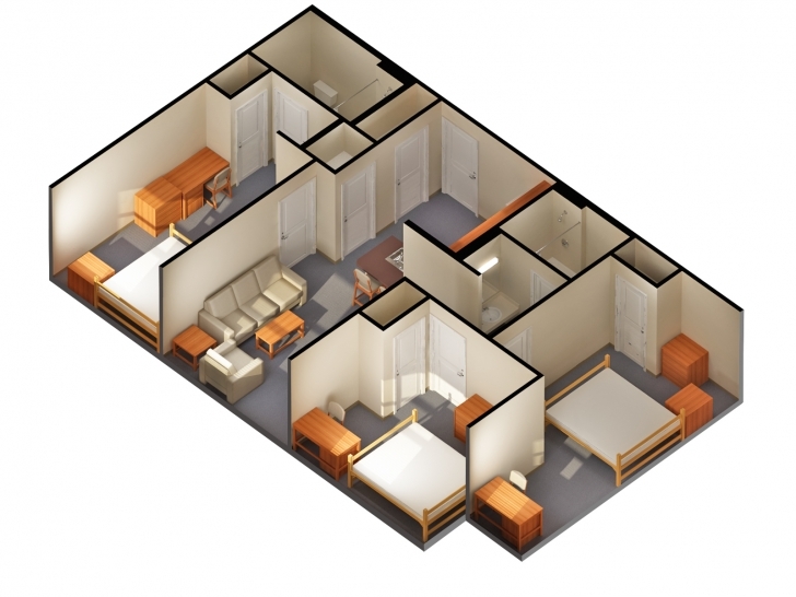 Top Simple House Designs 2 Bedrooms Two Bedroom House Design Plan Guest Simple House Plan With 2 Bedrooms 3D Pic