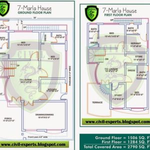 7 Marla House Map