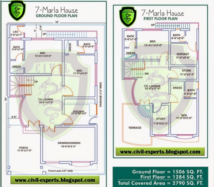 Wonderful Civil Experts: 7 Marla House Plans 7 Marla House Map Image
