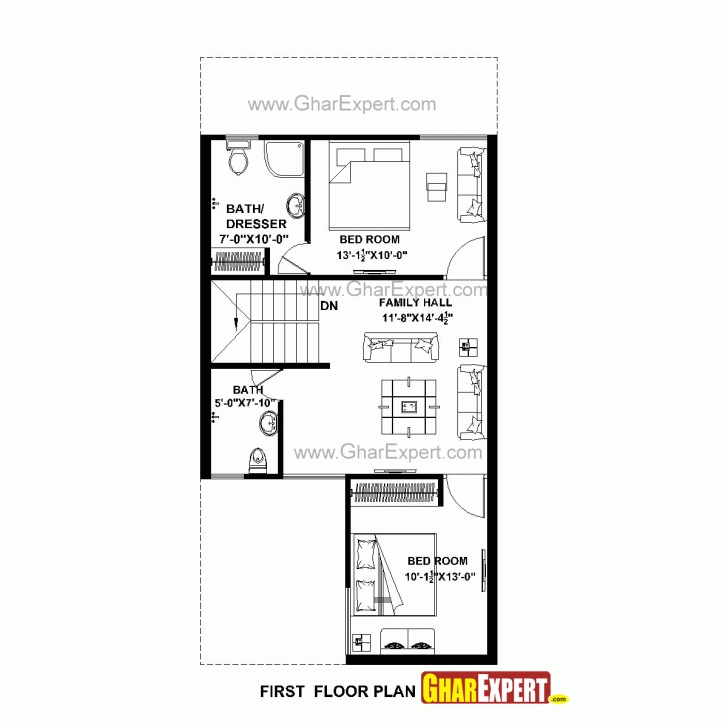 Wonderful House Plan For 22 Feet By 45 Feet Plot (Plot Size 110 Square Yards 22X45 Plan 2D Picture