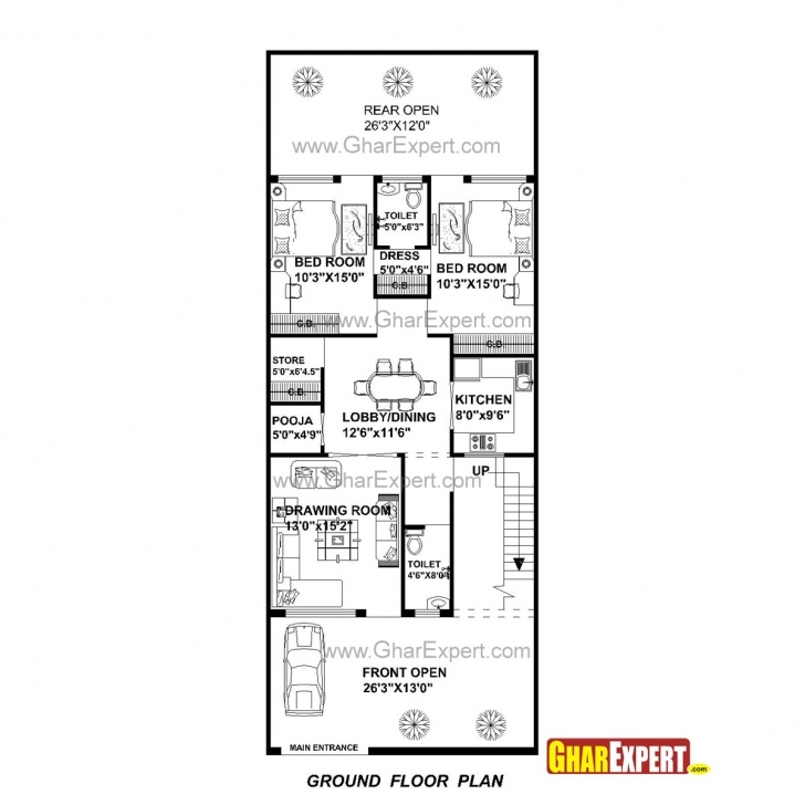 Wonderful House Plan For 27 Feet By 70 Feet Plot (Plot Size 210 Square Yards 17*45 Floor Plan Pic