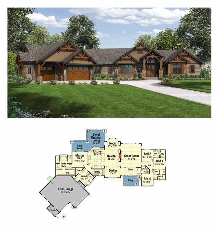 Wonderful Plan 23609Jd: One Story Mountain Ranch Home With Options | Ranch Building Designs On Half Plot Of Land Pic